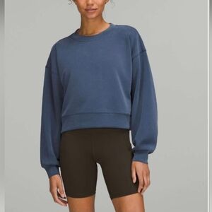 Lululemon Perfectly Oversized Cropped Crew Softstreme Womens 12 Blue Sweatshirt